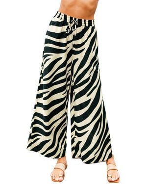 CUPSHE High-rise Wide-leg Zebra-print Pants - White