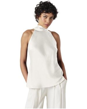Ghost Reese High Neck Satin Top - White