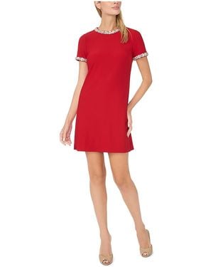 Cece Sequin Princess Seams Short-sleeve Dress - Red