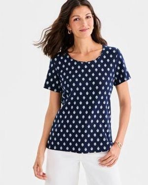 Style & Co. Style Co Printed Short Sleeve Scoop Neck Top Macys Exclusive - Blue
