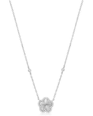 The Lovery Cz Halo Fluted Single Flower Necklace - Metallic