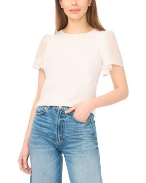 Cece Crew Neck Flutter-sleeve Blouse - Blue