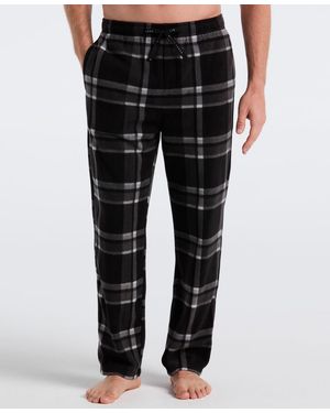 Perry Ellis Fleece Plaid Pants - Black