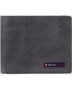 Alpine Swiss Commuter Rfid Bifold Wallet 2 Id Windows Divided Bill Section - Black