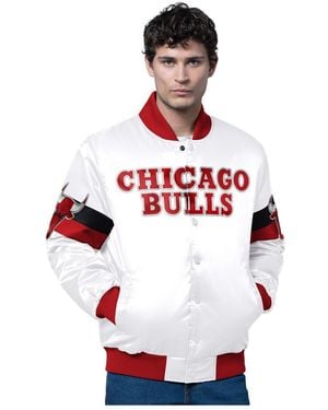 Starter Chicago Bulls Triple Option Varsity Full-snap Satin Jacket - White