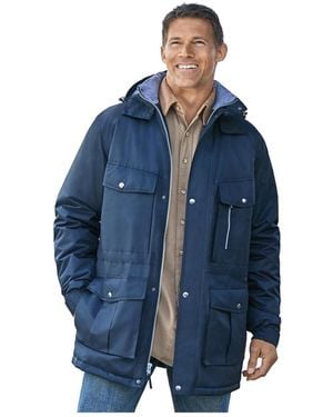 Boulder Creek Big & Tall By Kingsize Fleece-lined Parka With Detachable Hood And 6 Pockets - Blue