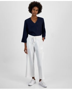 Nautica Wide-leg Drawstring Cargo Pants - Blue