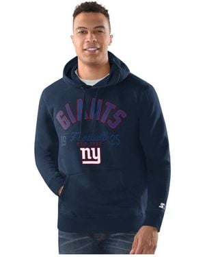 Starter Charcoal New York Giants Pullover Hoodie - Blue