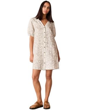 Whistles Palm Print Linen Blend Mini Dress - White