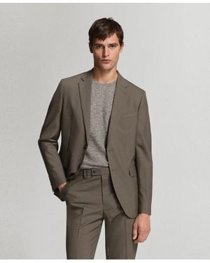Mango Turin Wool Suit Blazer - Brown