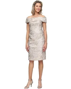 Alex Evenings Off-the-shoulder Jacquard Dress - White