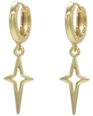 Velvet Luna huggie Earrings With Sparkle Charm 1.3′′ - Metallic