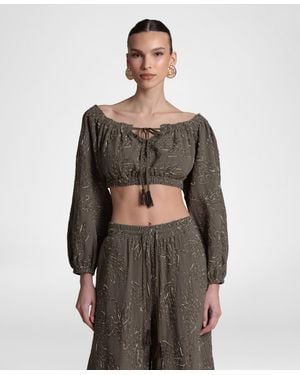 Avec Les Filles Long-sleeve Crop Top - Green