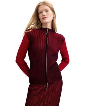 Desigual Iridescent Mock-neck Full-zip Cardigan - Red