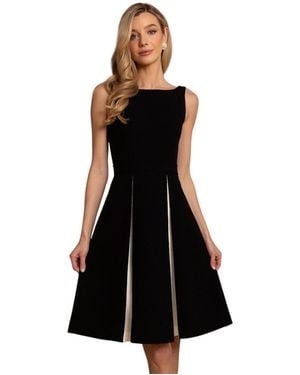 Santinni Poise Pleated Silk Taffeta Wool Dress - Black