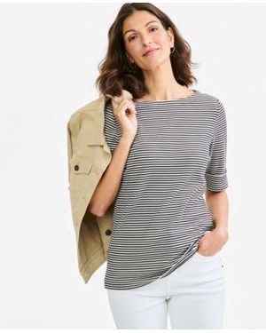 Style & Co. Style Co Printed Elbow Sleeve Boatneck Top Macys Exclusive - Gray