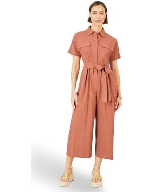 Yumi' Utility Relaxed Fit Jumpsuit - Orange