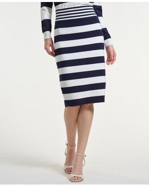Isaac Mizrahi New York Striped Pull-on Skirt - Blue