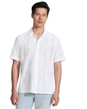 Lands' End Eyelet Camp Collar Shirt - White