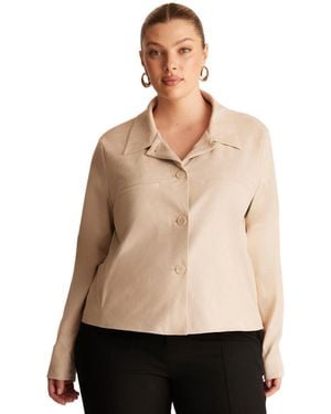 Estelle Plus Size Rowan Stretch Faux-suede Jacket - Natural