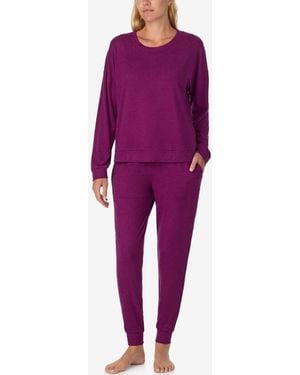 Sanctuary 2-piece Long Sleeves Top And sweatpants Pajama Set - Purple