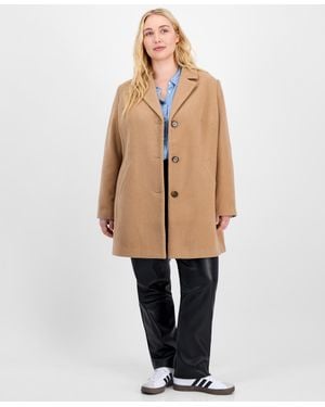 Maralyn & Me Trendy Plus Size Single-breasted Walker Coat - Natural