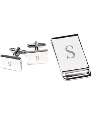 Bey-berk Silver Plated Cufflinks And Money Clip Set - Metallic
