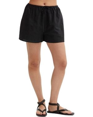 Crescent Delphi Linen Blend Drawstring Shorts - Black