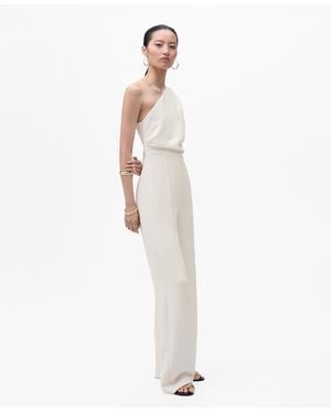 Mango Asymmetrical Neck Long Jumpsuit - White