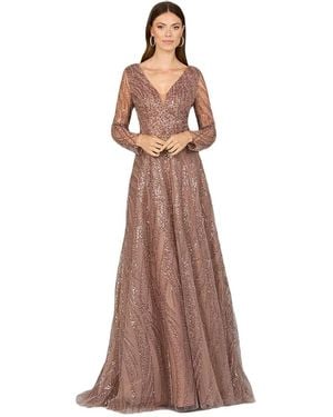 Lara Modest Long Sleeve Ball Gown - Brown