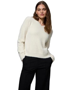 Sanctuary Feather V-neck Long-sleeve Sweater - White