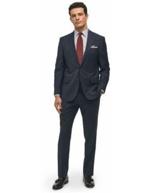 Brooks Brothers B By Classic Fit Windowpane Wool Suit - Blue