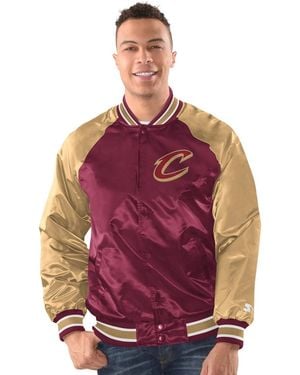 Starter Wine/gold Cleveland Cavaliers Inductee Raglan Full-snap Varsity Jacket - Red