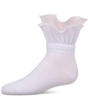 Memoi Little Girls Dual Layer Ruffle Anklet Socks - Purple