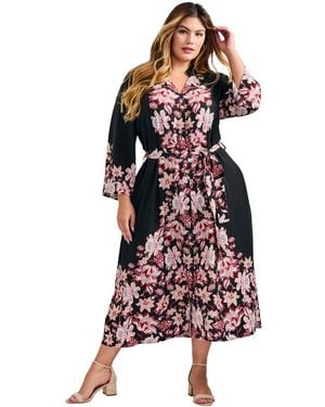 Avenue Plus Size Maddy Shirtdress - Red