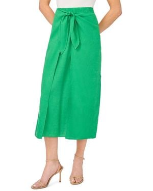 Cece Wide-tie Slit Piping Trim Midi Skirt - Green