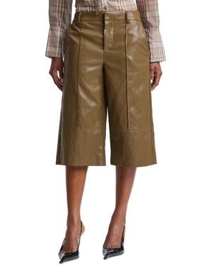 Avec Les Filles Wide-leg Low-rise Faux Leather Shorts - Natural