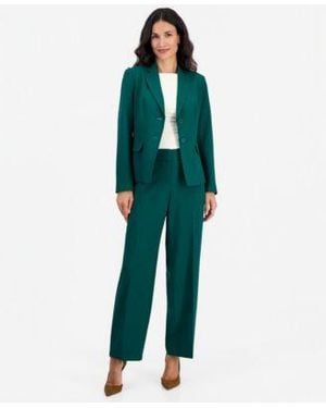 Le Suit Notch Collar Stretch Wide Leg Jacket Pants 2 Piece Set - Green