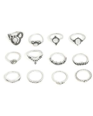SOH Pack Of 12 Oxidized Rings - White