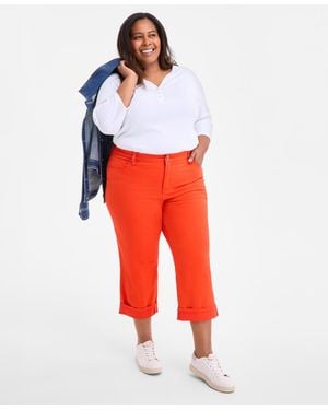 Style & Co. Plus Size Curvy Roll-cuff Capri Jeans - Red