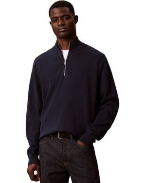 Calvin Klein Quarter Zip Classic Fit Sweater - Blue
