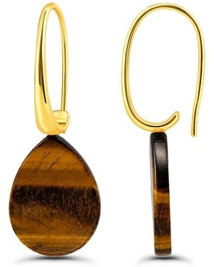 Macy's Genuine Howlite Chrysocolla Teardrop Shape Drop On Hardwire Fishhook Closure Earrings - Metallic