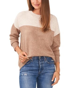Vince Camuto Cozy Extended Shoulder Color Blocked Sweater - Blue