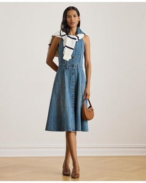 Ralph Lauren Paneled Sleeveless Shirtdress - Blue