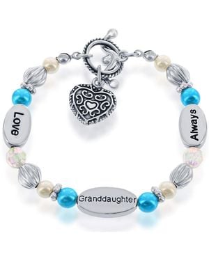 Simona Girls Stretch Heart Charm Beads Bracelet - Blue