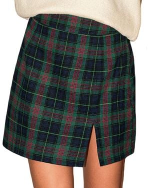 CUPSHE Drama Club Plaid Mini Skirt - Green