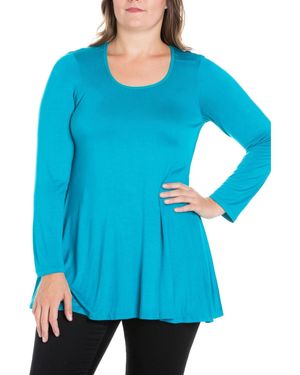 24seven Comfort Apparel Plus Size Poised Swing Tunic Top - Blue