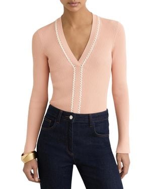 Reiss Craft-stitch Rib-knit Sweatshirt - Blue