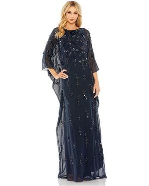 Mac Duggal Floral Embellished Trapeze Gown. - Blue