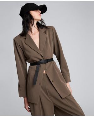 Kenneth Cole Three-button Belted Blazer - Brown